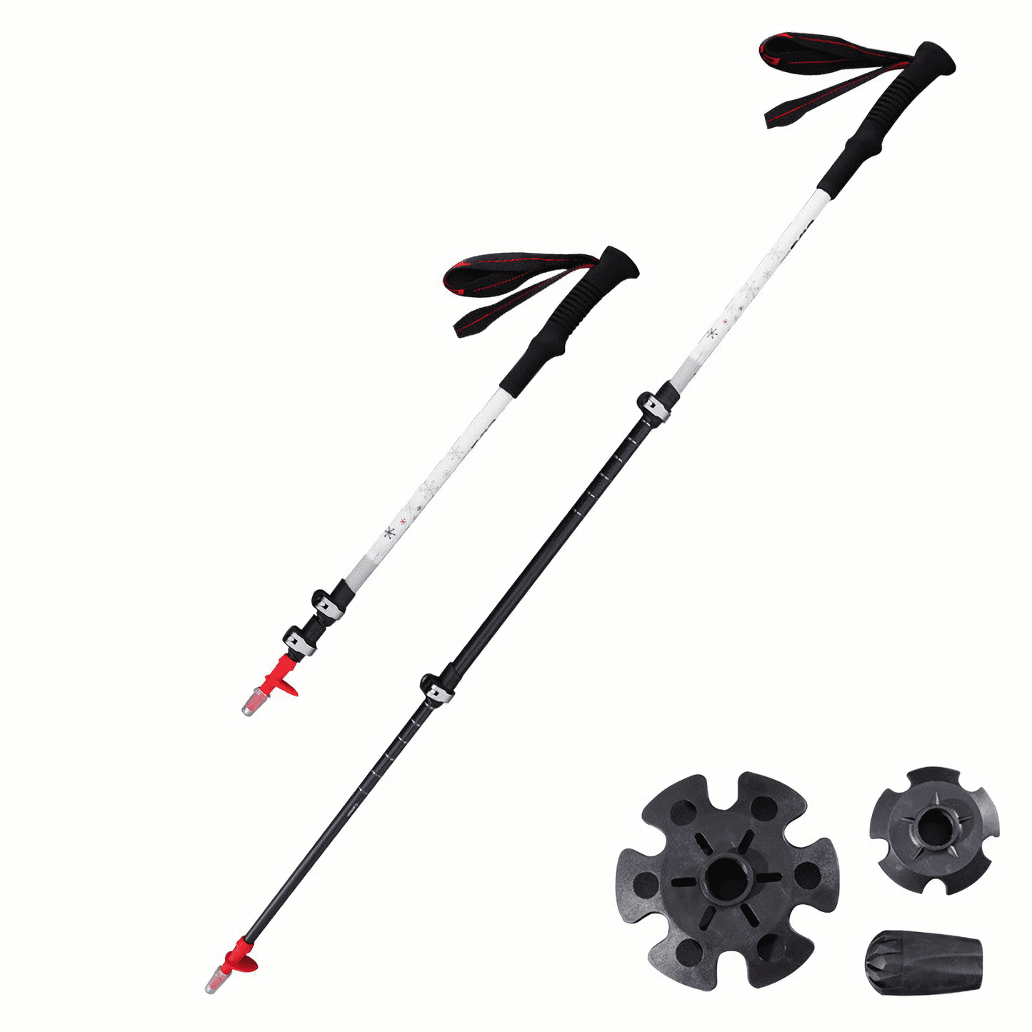 Telescopic adjustment feature on trekking poles, allowing quick adaptation to different terrains for a customized hiking experience.