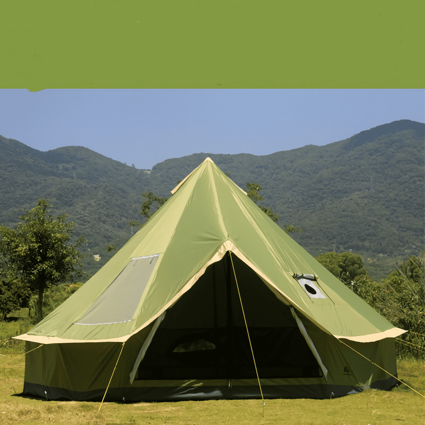 Windproof camping shelter with a sturdy frame for stability in gusty outdoor environments.