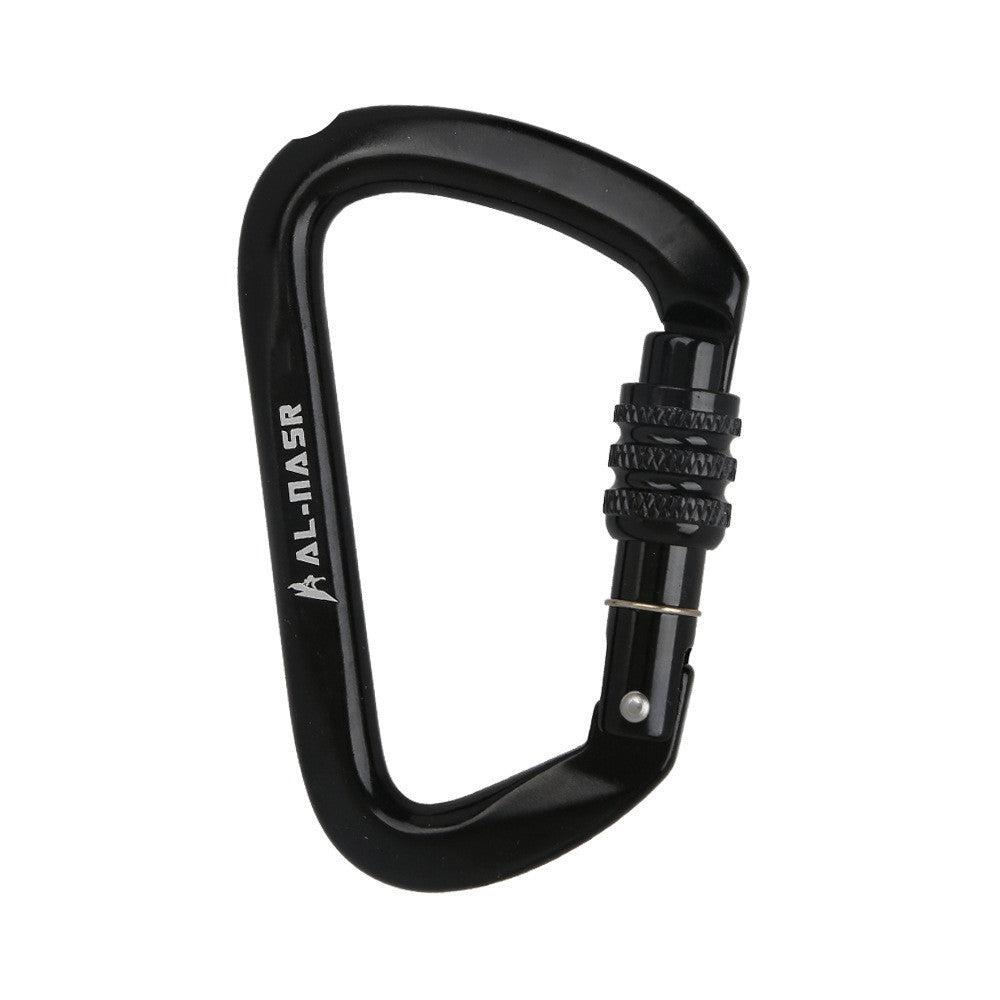 Durable aluminum and stainless steel carabiner for climbing and mountaineering.