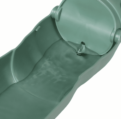 Close-up of the split-able feature of the pet feeding cup, showcasing its versatility for accommodating both water and food.