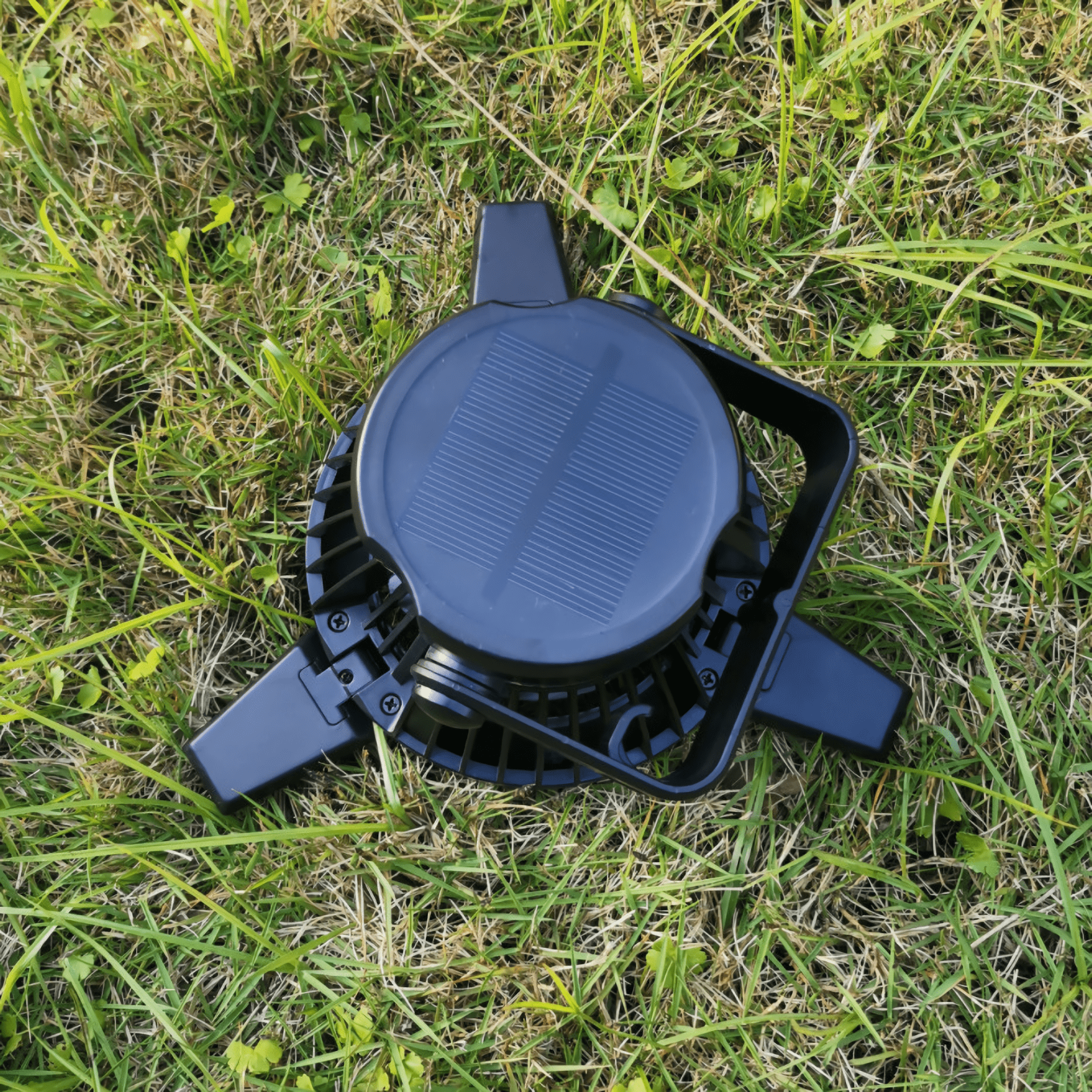 Innovative solar-powered device for versatile camping comfort.