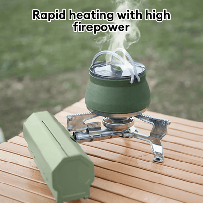 Stable serrated bracket designed to securely hold cooking utensils on this camping stove.