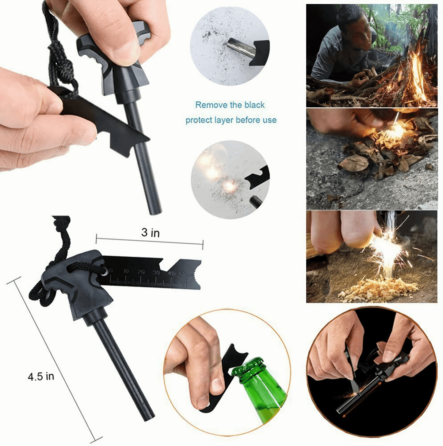 Fire starter for quick and reliable ignition in any situation.