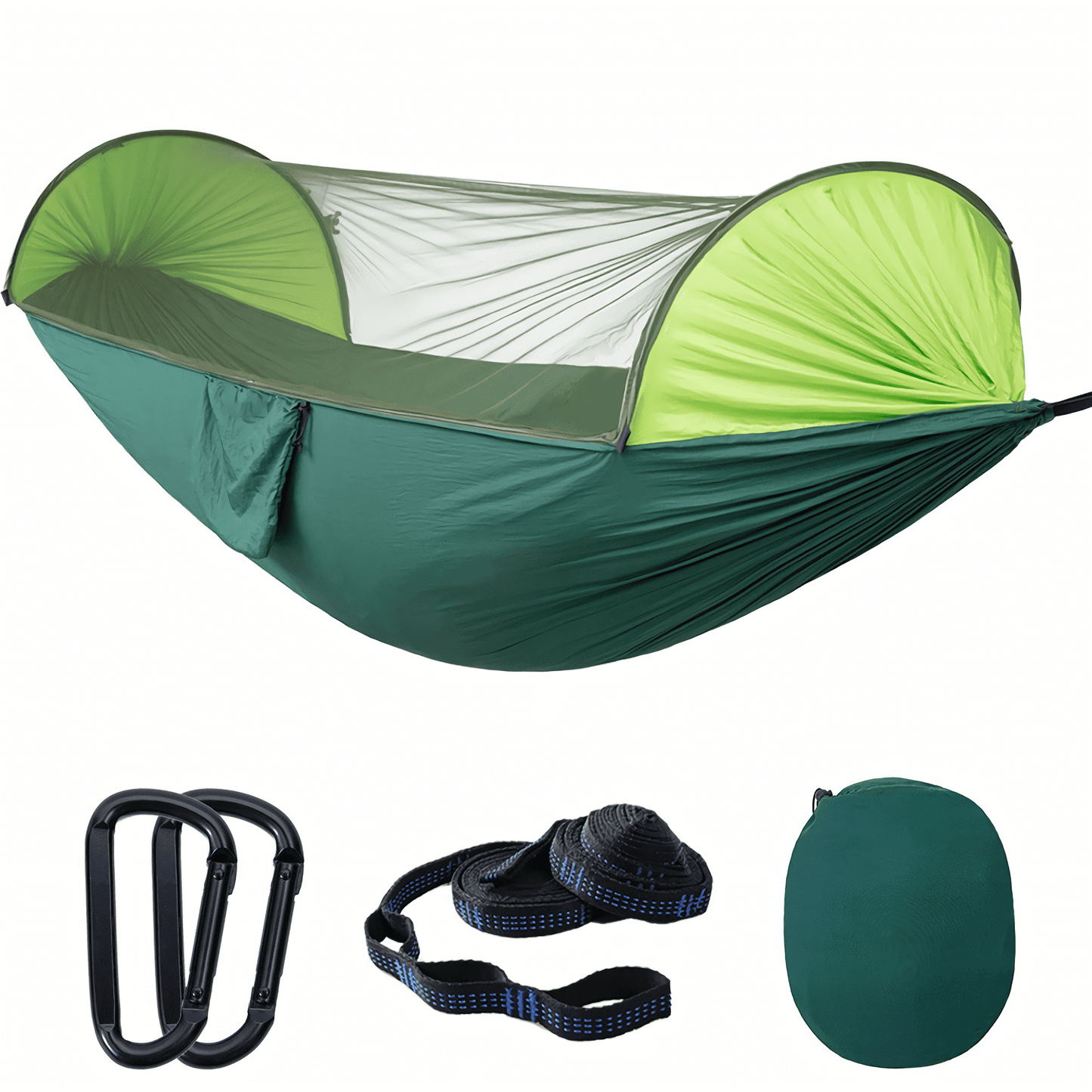 Visual representation of the hassle-free setup with tree-friendly straps, emphasizing the ease of use during outdoor adventures.