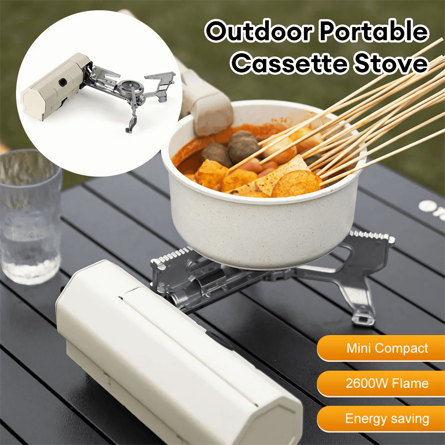 "Foldable design for easy storage and portability, making it an ideal camping stove. 