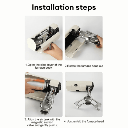 installation steps for setting up the cassette camping stove