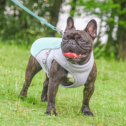 Close-up of breathable fabric used in the pet vest, preventing overheating during warm weather or strenuous activities.