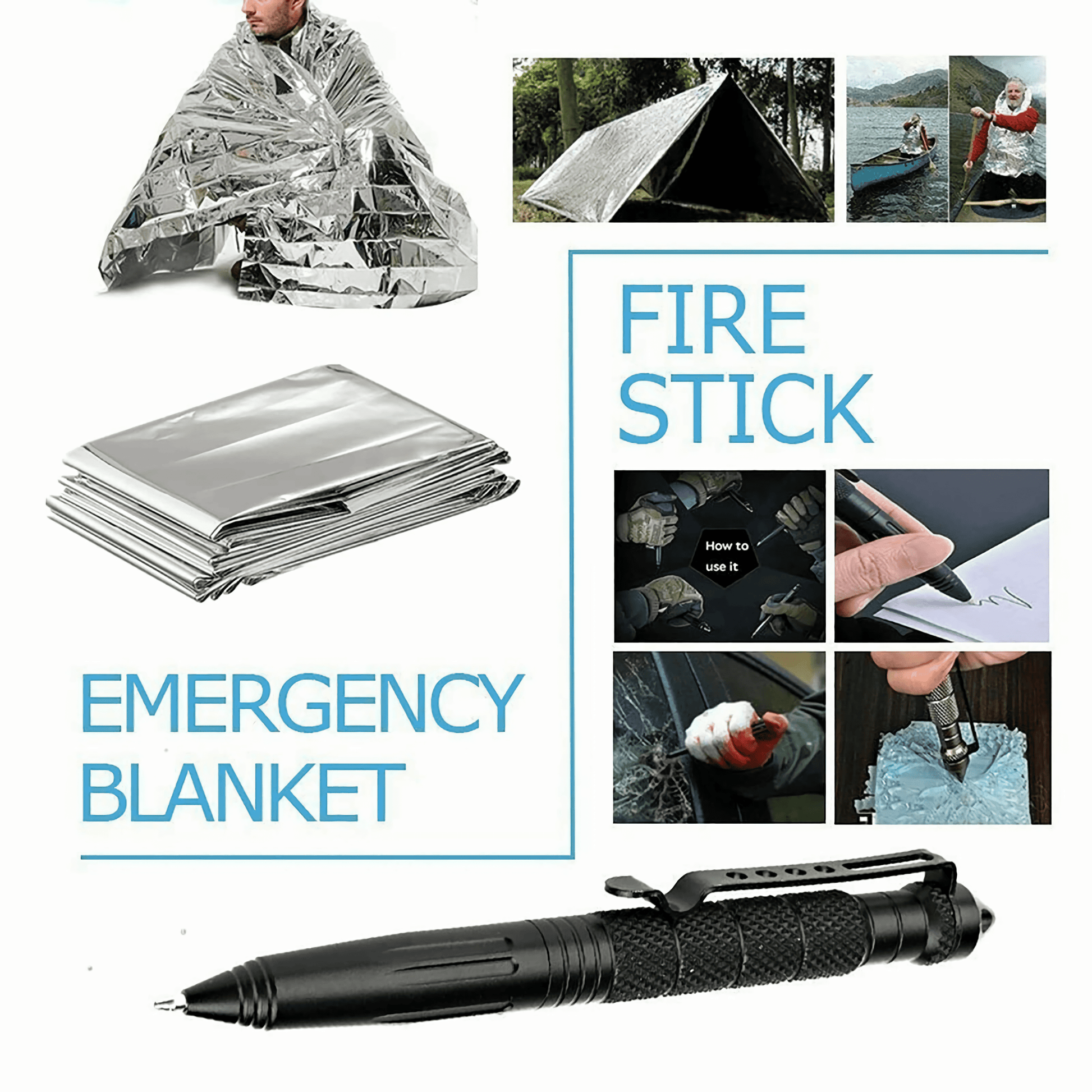 An emergency thermal blanket providing convenient protection in both cold and warm weather conditions.