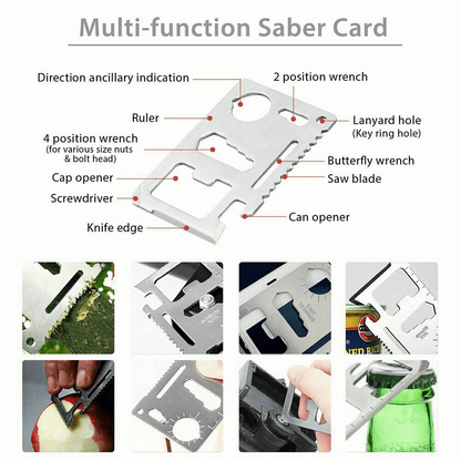 A credit card-sized Saber Card that neatly fits in your wallet or bag, equipped with multiple functions for versatile use.