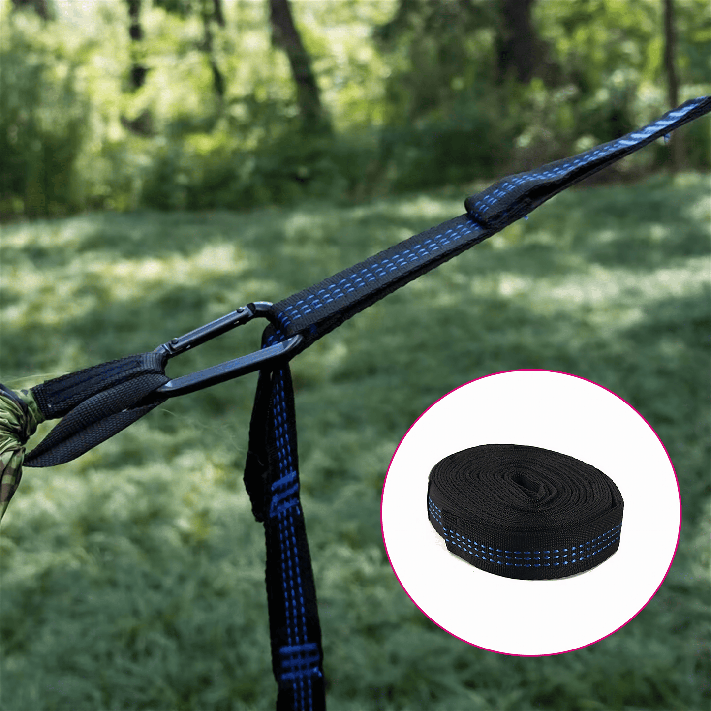 A close-up view of the built-in compartment system on a hammock, providing a practical solution for keeping essentials organized during outdoor activities.