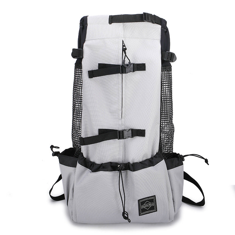 Ergonomic back panel of the pet backpack, providing support and minimizing strain on the wearer's back and shoulders.