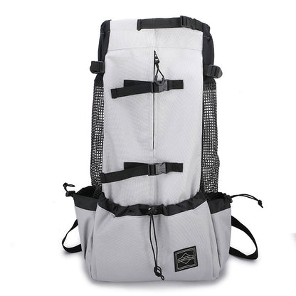 Ergonomic back panel of the pet backpack, providing support and minimizing strain on the wearer's back and shoulders.