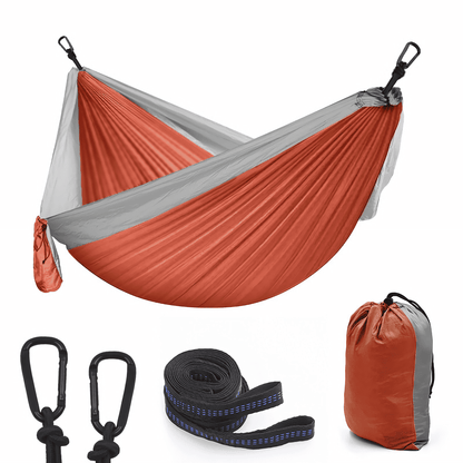 A durable and lightweight hammock for camping and backpacking with adjustable heavy-duty tree straps.