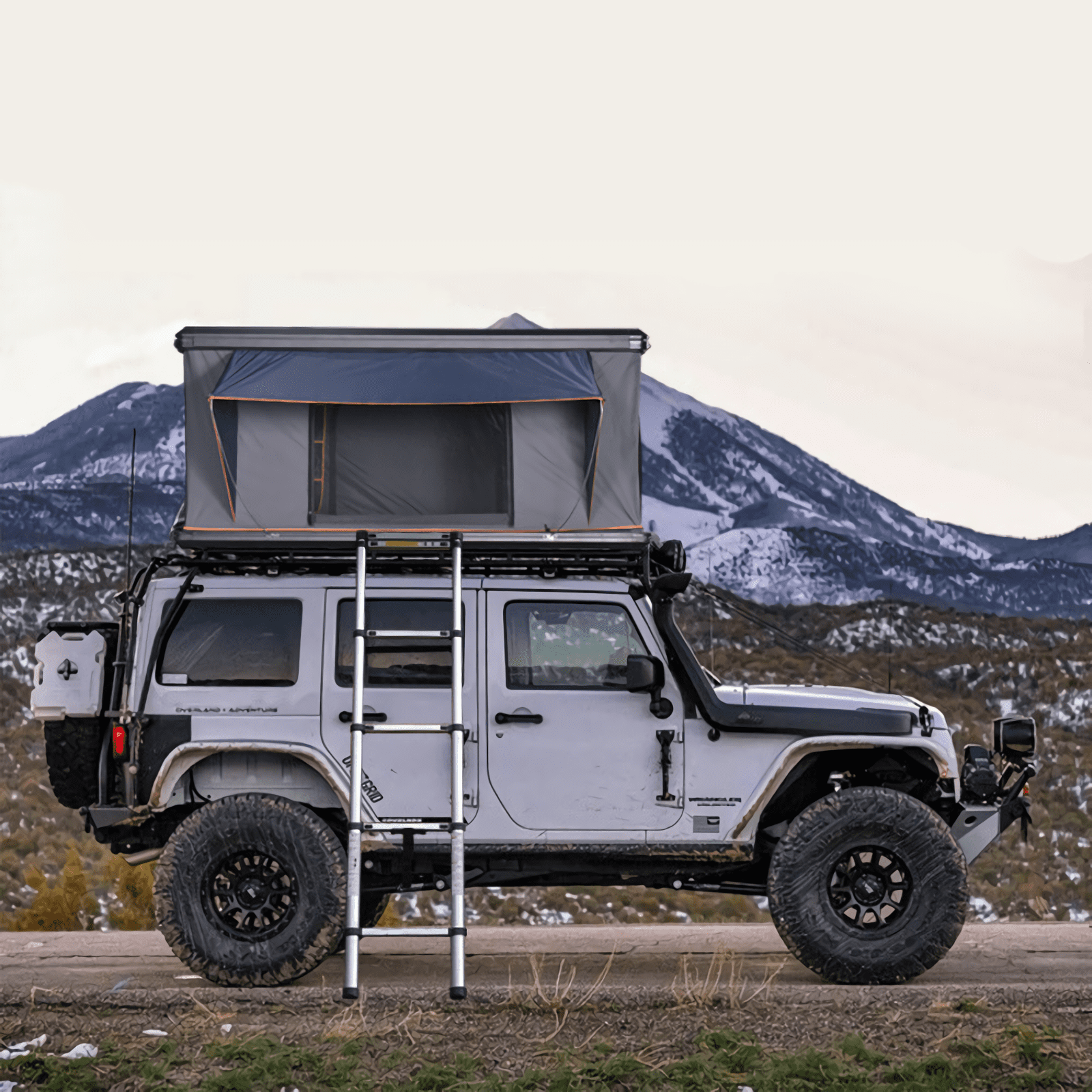 Durable aluminum alloy roof-top camping tent showcasing innovative Four Square design for maximum stability and space utilization.