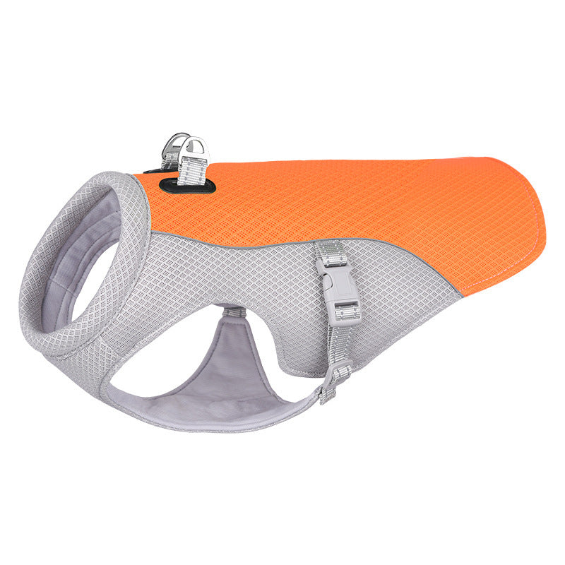 Pet vest featuring a breathable mesh design, promoting airflow for ultimate comfort during outdoor activities.