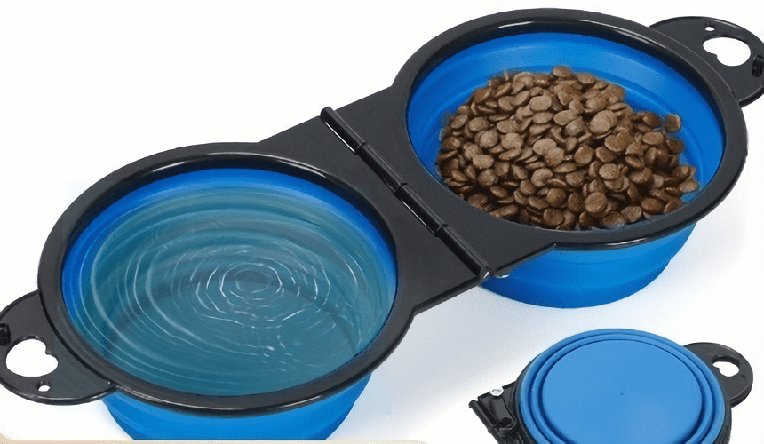 Durable and lightweight folding pet bowl for outdoor adventures, ideal for on-the-go hydration and nourishment for pets.