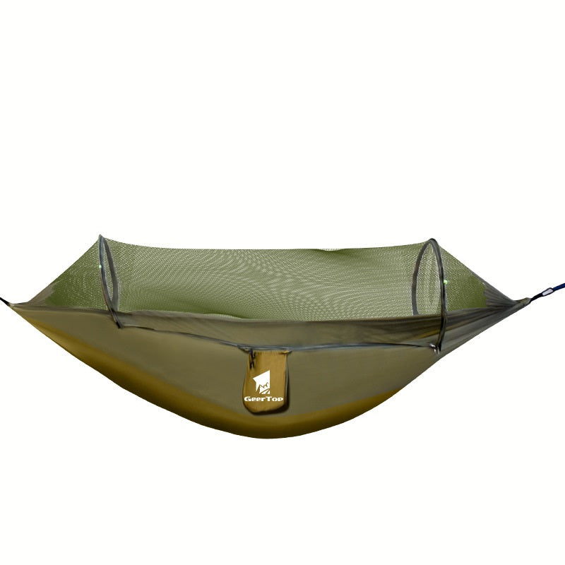 Visual representation of the hammock's adaptability to diverse terrains, providing a secure retreat and a versatile outdoor experience.