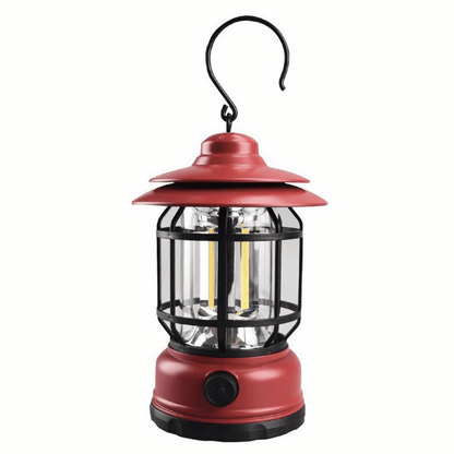 Waterproof vintage camping lantern, ideal for various outdoor activities.